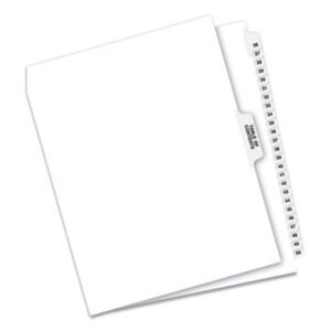 Avery Preprinted Legal Exhibit Side Tab Index Dividers, Avery Style, 26-Tab, 26 To 50, 11 X 8.5, White, 1 Set (AVE11372)