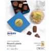 Avery Round Labels, Inkjet Printers, 2" dia, Gold, 12/Sheet, 8 Sheets/Pack (AVE22831)