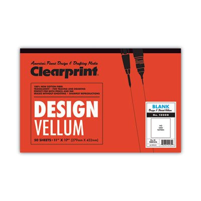Clearprint Design Vellum Paper, 16 lb Bristol Weight, 11 x 17, Translucent White, 50/Pad (CLE10001416)