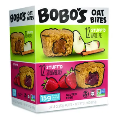 Bobo's Stuff'D Apple Pie/Strawberry Oat Bites, 1.3 oz Individually Wrapped, 24/Carton (BBO00125)