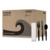 Boardwalk Four-Piece Cutlery Kit, Heavyweight, Fork/Knife/Napkin/Spoon, Plastic, Black, 250/Carton (BWKFKTNHWPSBLA)