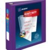 Avery Heavy-Duty View Binder with DuraHinge and One Touch EZD Rings, 3 Rings, 2" Capacity, 11 x 8.5, Purple, 6/Carton (AVE79777CT)