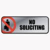 COSCO Brushed Metal Office Sign, No Soliciting, 9 X 3, Silver/red (COS098208)