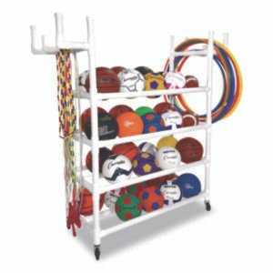 Champion Sports Equipment Cart, Plastic, 176 lb Capacity, 19 x 61 x 62, White (CSIPECART)