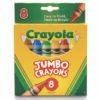Crayola Jumbo Crayons, Assorted Colors, 8/Box (CYO520389)