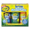 Crayola Washable Fingerpaint Pack, 3 Assorted Bright Colors, 8 oz Tube, 3/Box (CYO551311)