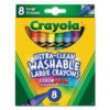 Crayola Ultra-Clean Washable Crayons, Large, 8 Colors/box (CYO523280)
