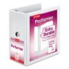 Cardinal Performer Clearvue Slant-D Ring Binder, 3 Rings, 5" Capacity, 11 X 8.5, White (CRD17950)