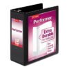 Cardinal Performer Clearvue Slant-D Ring Binder, 3 Rings, 4" Capacity, 11 X 8.5, Black (CRD17811)