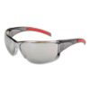 MCR Safety HK1 Series Safety Glasses, Wraparound, Scratch-Resistant, Silver Mirror Lens, Smoke/Red Frame (CRWHK117)