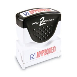 ACCUSTAMP2 Pre-Inked Shutter Stamp, Red/Blue, APPROVED, 1.63 x 0.5 (COS035525)