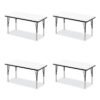 Correll Markerboard Activity Tables, Rectangular, 60" x 24" x 19" to 29", White Top, Black Legs, 4/Pallet (CRL2460DE80954P)