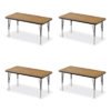 Correll Adjustable Activity Table, Rectangular, 48" x 24" x 19" to 29", Medium Oak Top, Black Legs, 4/Pallet (CRL2448TF0695K4)