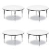 Correll Dry Erase Markerboard Activity Tables, Round, 42" x 19" to 29", White Top, Black Legs, 4/Pallet (CRL42DERD80954P)
