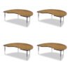 Correll Adjustable Activity Tables, Kidney Shape, 72" x 48" x 19" to 29", Oak Top, Black Legs, 4/Pallet (CRL4872TF0695K4)