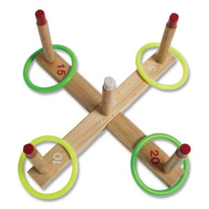 Champion Sports Ring Toss Set, Plastic/wood, Assorted Colors, 5 Pegs, 4 Rings (CSIQS1)