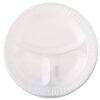 Dart Quiet Class Laminated Foam Dinnerware, 3-Compartment Plate, 10.25" dia, White, 125/Pack, 4 Packs/Carton (DCC10CPWQR)