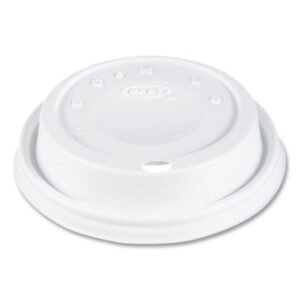 SOLO Cappuccino Dome Sipper Lids, Fits 12 oz Hot Cups, Plastic, White, 1,000/Carton (DCC12EL)