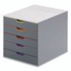 Durable VARICOLOR Stackable Plastic Drawer Box, 5 Drawers, Letter to Folio Size Files, 11.5" x 14" x 11", Gray (DBL760527)