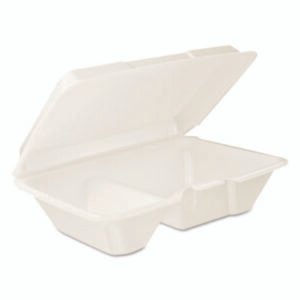 Dart Foam Hinged Lid Containers, 6.4 X 9.33 X 2.9, White, 100/bags, 2 Bags/carton (DCC205HT2)