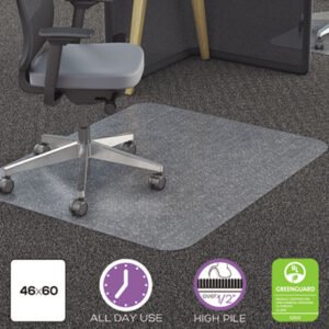 deflecto All Day Use Chair Mat - All Carpet Types, 46 X 60, Rectangle, Clear (DEFCM11442FPC)