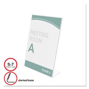 deflecto Superior Image Slanted Sign Holder, Portrait, 5 X 7 Insert, Clear (DEF590301)