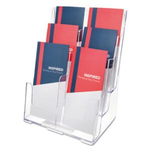deflecto 6-Compartment DocuHolder, Leaflet Size, 9.63w x 6.25d x 12.63h, Clear (DEF77401)