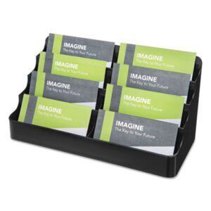deflecto 8-Tier Recycled Business Card Holder, Holds 400 Cards, 7.88 X 3.88 X 3.38, Plastic, Black (DEF90804)