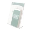 deflecto Superior Image Slanted Sign Holder with Front Pocket, 9w x 4.5d x 10.75h, Clear (DEF590501)