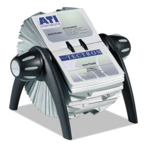 Durable Visifix Flip Rotary Business Card File, Holds 400 2.88 X 4.13 Cards, 8.75 X 7.13 X 8.06, Plastic, Black/silver (DBL241701)