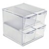 deflecto Stackable Cube Organizer, 4 Compartments, 4 Drawers, Plastic, 6 x 7.2 x 6, Clear (DEF350301)