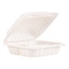 Dart Hinged Lid Containers, 3 Compartments, 8.3 x 8 x 3, White, Plastic, 150/Carton (DCC85MFPPHT3)