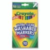 Crayola ULTRA-CLEAN WASHABLE MARKERS, FINE LINE PRECISION BULLET TIP, ASSORTED COLORS, 10/BOX (CYO587852)