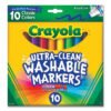 Crayola ULTRA-CLEAN WASHABLE MARKERS, BROAD BULLET TIP, ASSORTED COLORS, 10/PACK (CYO587851)