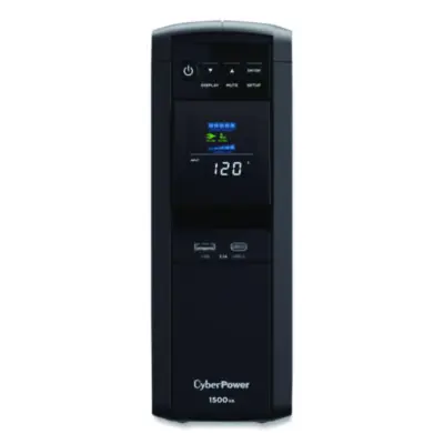 CyberPower PFC Sinewave CP1500PFCLCD UPS Battery Backup, 12 Outlets, 1,500 VA, 1,030 J (CYPCP1500PFCLCD)