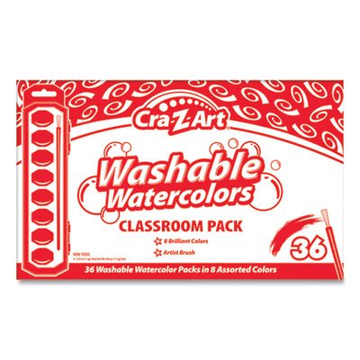 Cra-Z-Art Washable Watercolor Classroom Pack, 8-Color Kits (Assorted Colors), 36 Kits/Box (CZA24011)