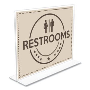 deflecto Anti-Glare Stand Up Double Sided Sign Holder, 8.5 X 11, Clear (DEF879301)