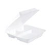 Dart Insulated Foam Hinged Lid Containers, 3 Compartments, 9.3 x 9.5 x 3, White, 100/Sleeve, 2 Sleeves/Carton (DCC95HT3)
