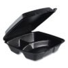 Dart Insulated Foam Hinged Lid Containers, 3 Compartments, 9.01 x 9.4 x 3.1, Black, 200/Carton (DCC90HTPFB3R)