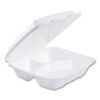 Dart Insulated Foam Hinged Lid Containers, 3 Compartments, 9.01 x 9.4 x 3.1, White, 200/Carton (DCC90HTPF3VR)