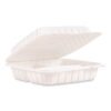 Dart Hinged Lid Containers, 3 Compartments, 9 x 8.75 x 3, White, Plastic, 150/Carton (DCC90MFPPHT3R)