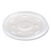 Dart Plastic Lids for Foam Cups/Bowls/Containers, Flat with Straw Slot, Fits 6 oz to 14 oz, Translucent, 100/Pack, 10 Packs/Carton (DCC12SL)