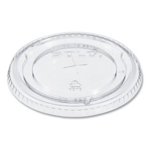SOLO PETE Flat Straw-Slot Cold Cup Lids, Fits 16 oz to 24 oz Cold Cups, Plastic, Clear, 100/Pack, 10 Packs/Carton (DCC626TSCT)
