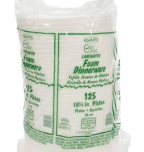 Dart Quiet Classic Laminated Foam Dinnerware, Plate, 10" dia, White, 500/Carton (DCC10PWQ)